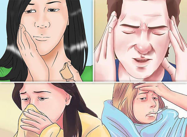 Симптомы одонтогенного гайморита - головная боль, припухлость , насморк, повышение температуры